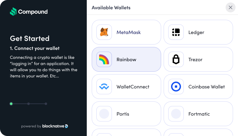 Web3-Onboard connect wallet modal